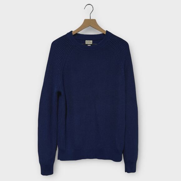 J.Crew Heritage Cotton Shaker-Stitch Crewneck Sweater Navy Size Large - Picture 1 of 7
